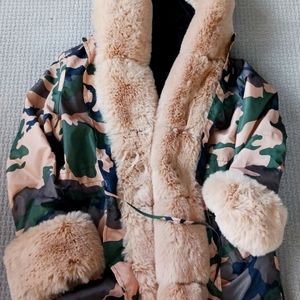 Fur Lined Camouflage Coat    Soft and Fuzzy